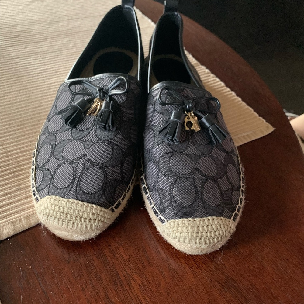 Black Espadrille Flats with Tassel Detail